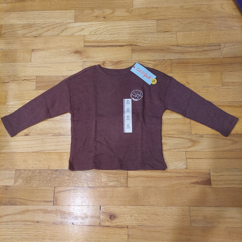 📢 NWT Cat & Jack Dark Brown Long Sleeve Tee (Size: 2T)